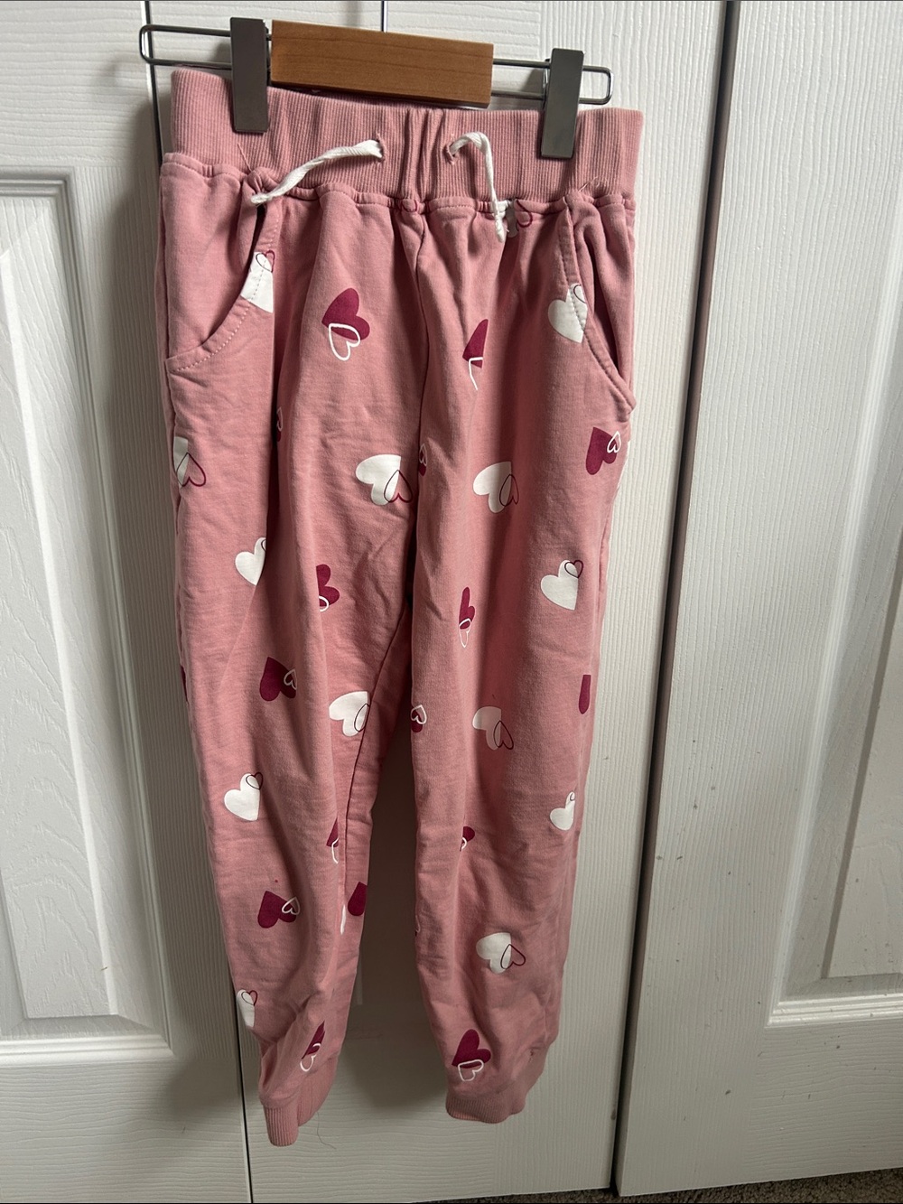 Girls' Pink Heart Print Joggers - Cozy Everyday Sweatpants